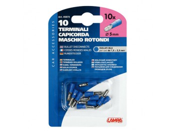 10 terminali - capicorda maschio rotondi - Blu