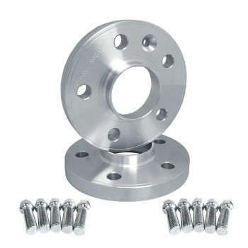 2 distanziali alluminio 15mm 5x112 66,5 con bulloneria