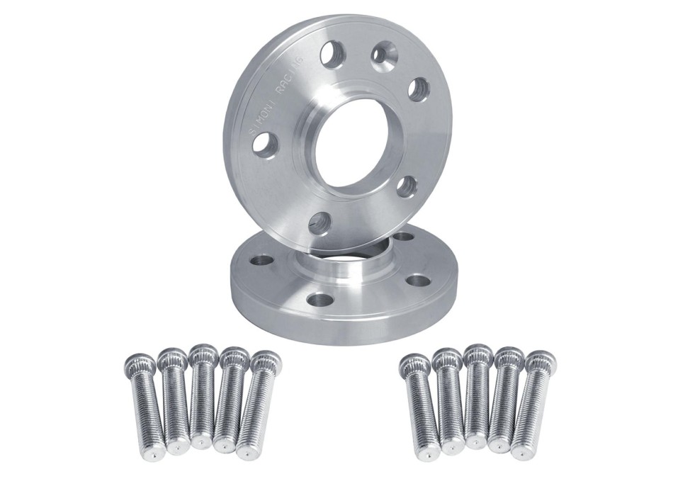2 distanziali alluminio 20mm 5x114,3 mozzo 67,1 con bulloneria