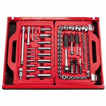 601 1/4-1/2 J100 - Assortimento in cassetta modulare con bussole esagonali ed inserti per avvitatura (100 pz)