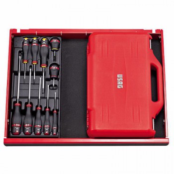 601 1/4-1/2 J100 - Assortimento in cassetta modulare con bussole esagonali ed inserti per avvitatura (100 pz)