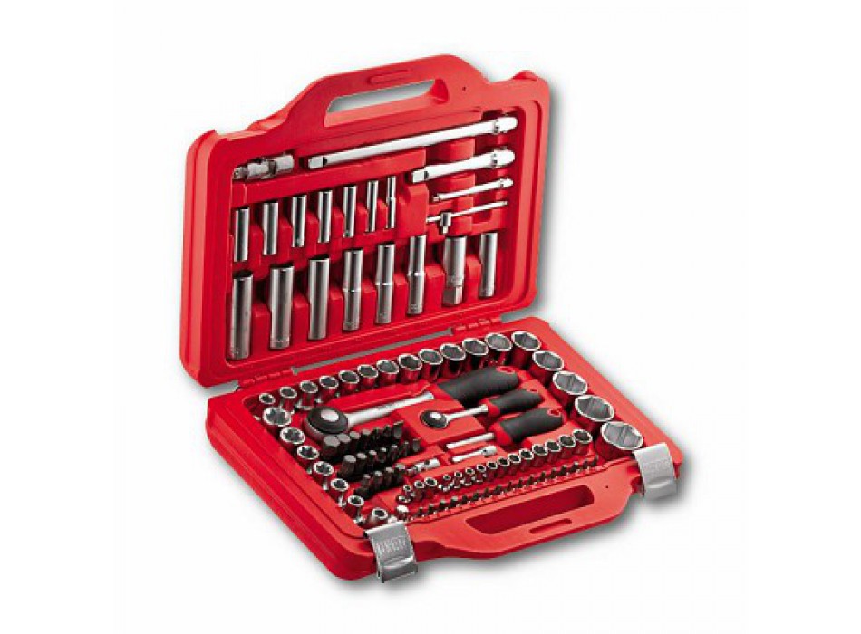 601 1/4-1/2 J100 - Assortimento in cassetta modulare con bussole esagonali ed inserti per avvitatura (100 pz)