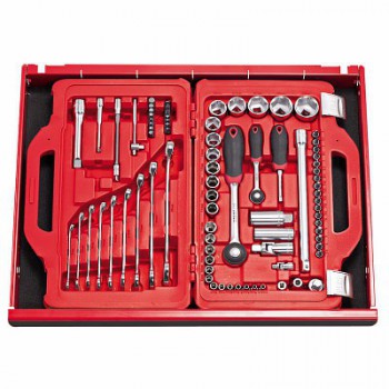 601 1/4-1/2 J82 - Assortimento in cassetta modulare con bussole esagonali e chiavi combinate (82 pz)