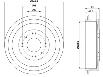 Brake Drum FIAT IDEA, PUNTO, LANCIA MUSA