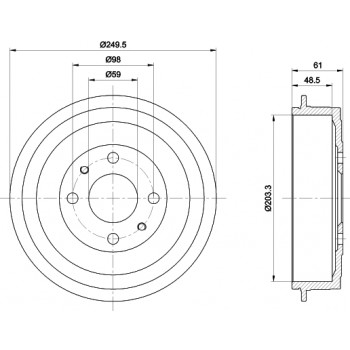 Brake Drum FIAT IDEA, PUNTO, LANCIA MUSA