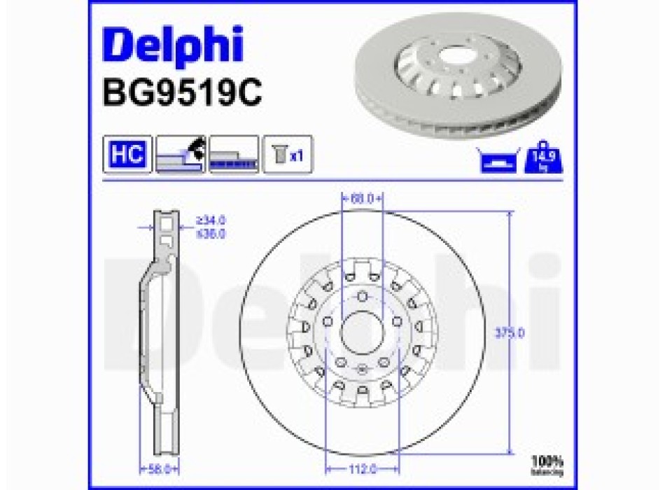 COATED BRAKE DISC (SINGLE) HC DV FSX1