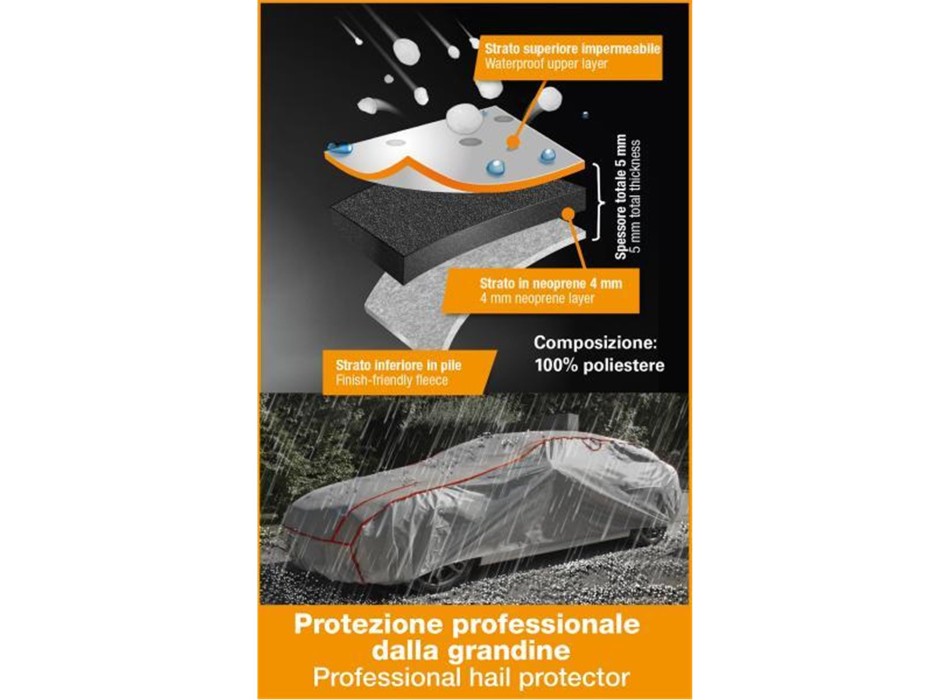 Copriauto antigrandine Storm protector misura S