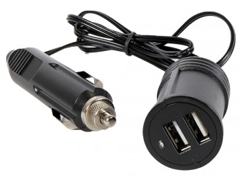 DOPPIA PRESA USB CON LED CON PROLUNGA 1M 12/24V