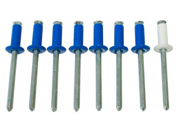 KIT 8 RIVETTI FISSAGGIO TARGA (7 BLU + 1 BIANCO)