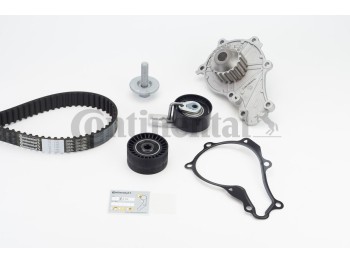 Kit distribuzione completo di pompa acqua e cinghia servizi + Dischi freno e pastiglie freno anteriori Ford C Max 1.6 dci 85kw 115cv anno 2012