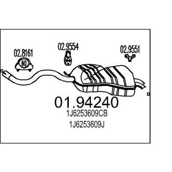 Marmitta sileziatore posteriore Audi Seat Vw