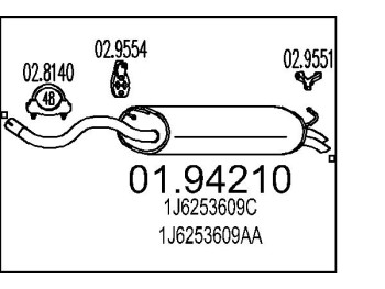 Marmitta sileziatore posteriore Audi Seat Vw