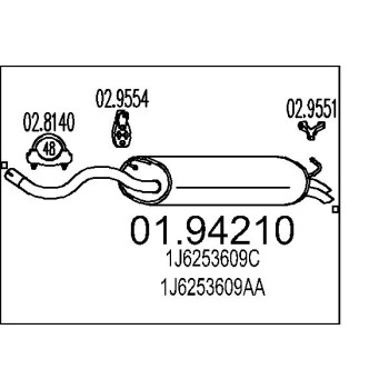 Marmitta sileziatore posteriore Audi Seat Vw