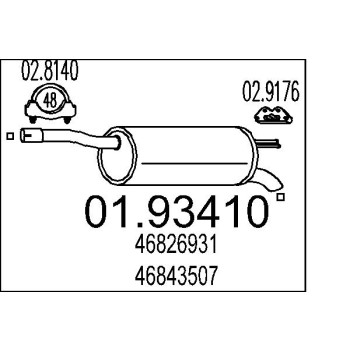 Marmitta sileziatore posteriore Citroen Peugeot Toyota