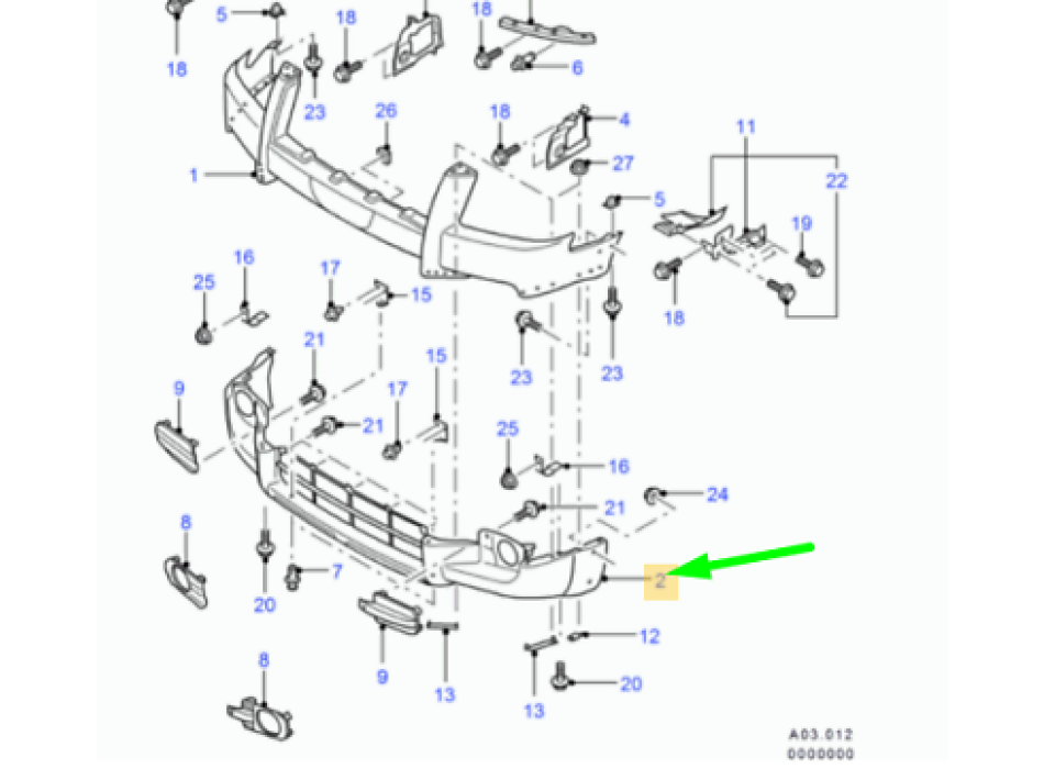 Paraurti anteriore inferiore Ford Ranger II anno 2006 > 2.5 Tddi - Pick Up, 2 p.