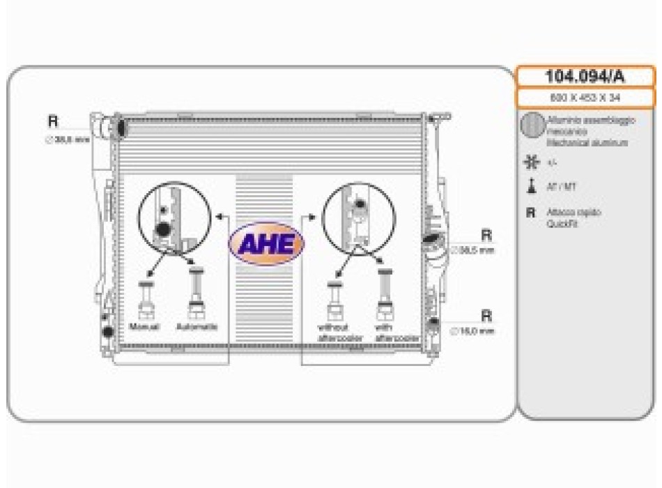 Rad. BMW Serie 1/3/X1/Z4 16/18/20/23/25/28/30/M3