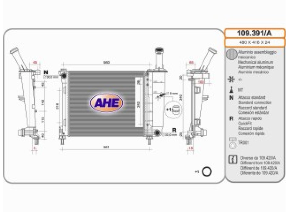 Rad. FIAT/FORD 500/Panda/KA 1.2 AC 07.07-