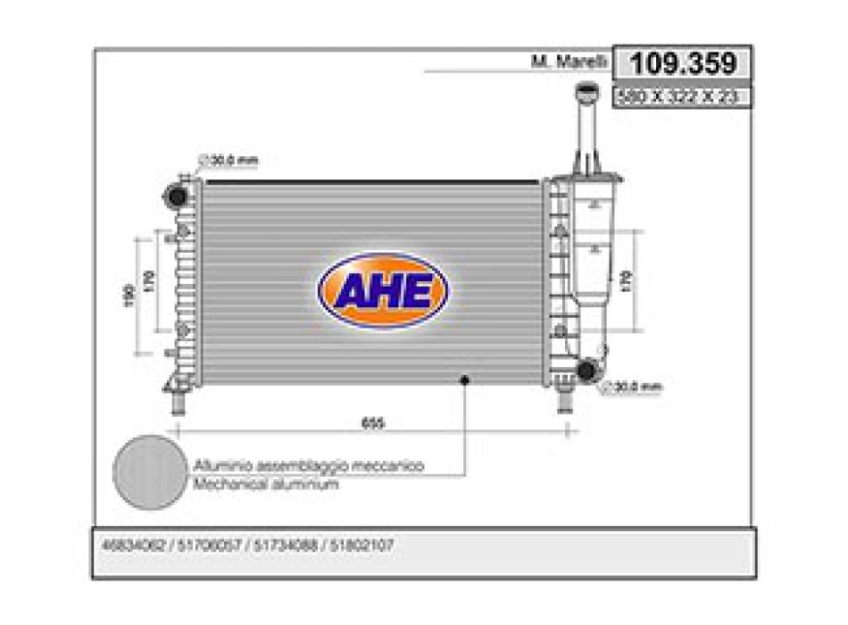Rad. FIAT/LANCIA Idea/Ypsilon 1.2 AC 10.03-12.11