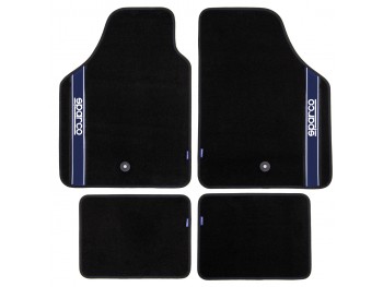SPARCO SET 4PZ TAPPETI MOQUETTE NERI BANDA BLU