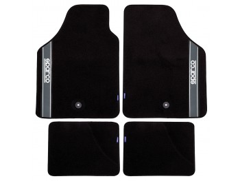 SPARCO SET 4PZ TAPPETI MOQUETTE NERI BANDA GRIGIA