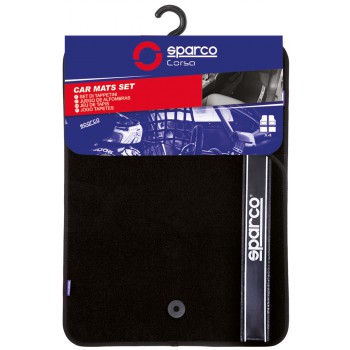 SPARCO SET 4PZ TAPPETI MOQUETTE NERI BANDA NERA