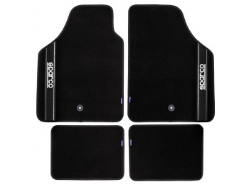 SPARCO SET 4PZ TAPPETI MOQUETTE NERI BANDA NERA