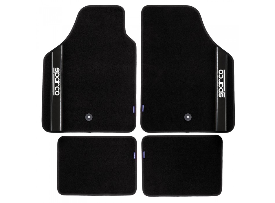 SPARCO SET 4PZ TAPPETI MOQUETTE NERI BANDA NERA
