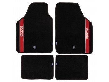SPARCO SET 4PZ TAPPETI MOQUETTE NERI BANDA ROSSA