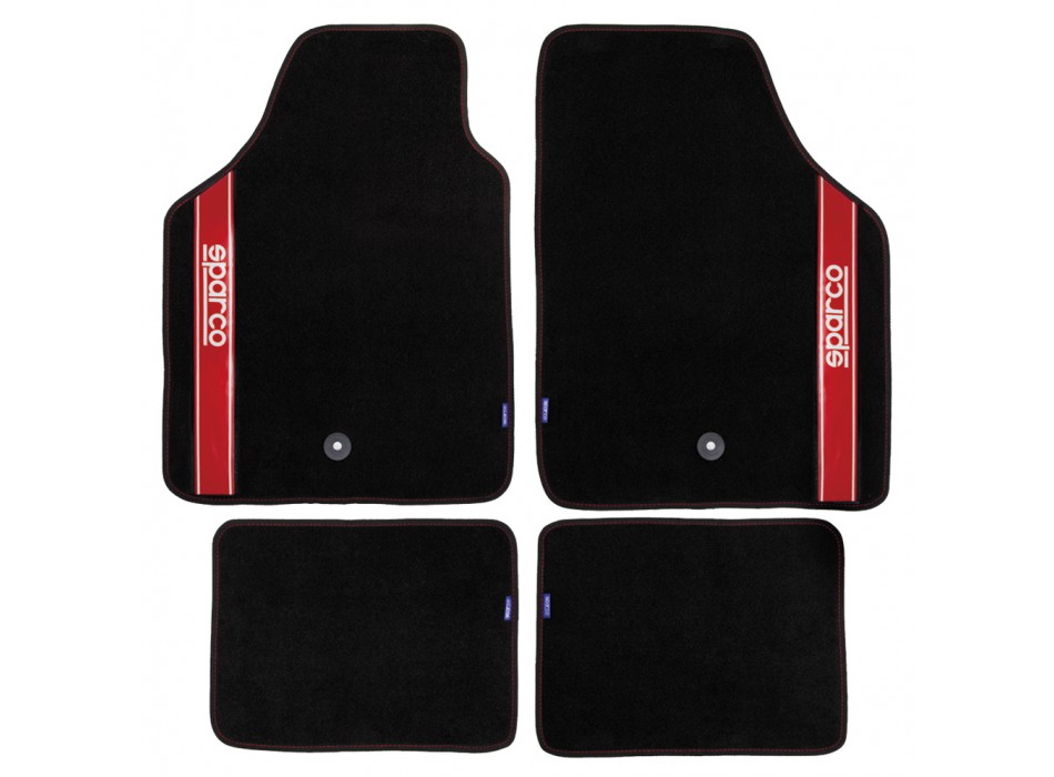SPARCO SET 4PZ TAPPETI MOQUETTE NERI BANDA ROSSA