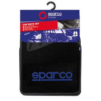 SPARCO SET 4PZ TAPPETI MOQUETTE NERI LOGO BLU