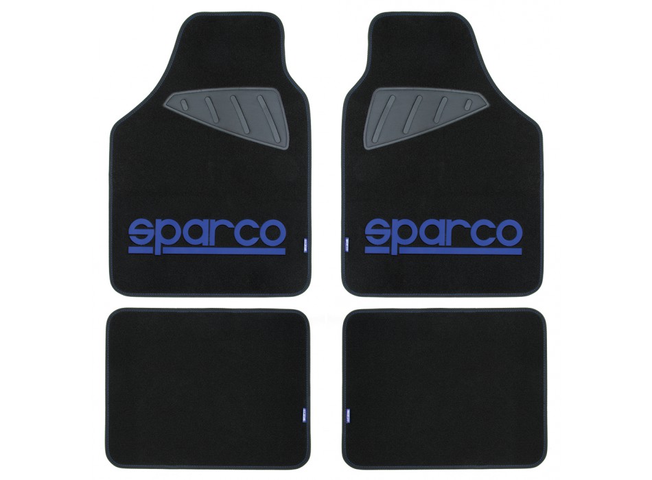 SPARCO SET 4PZ TAPPETI MOQUETTE NERI LOGO BLU