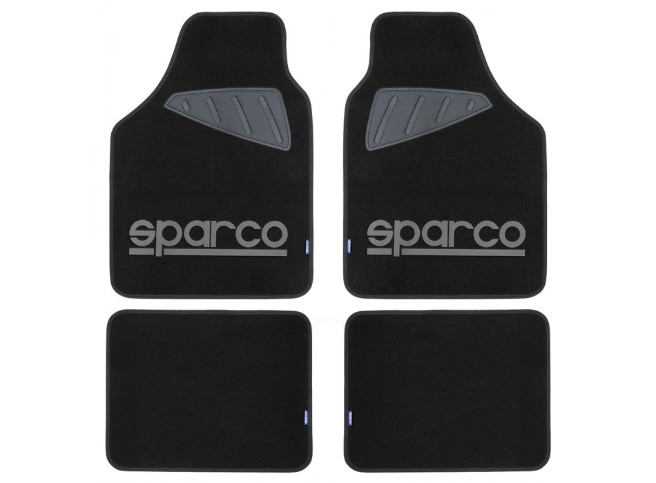 SPARCO SET 4PZ TAPPETI MOQUETTE NERI LOGO GRIGIO