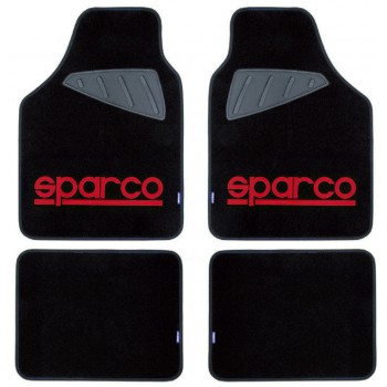SPARCO SET 4PZ TAPPETI MOQUETTE NERI LOGO ROSSO
