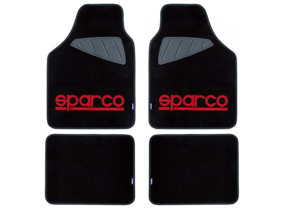 SPARCO SET 4PZ TAPPETI MOQUETTE NERI LOGO ROSSO