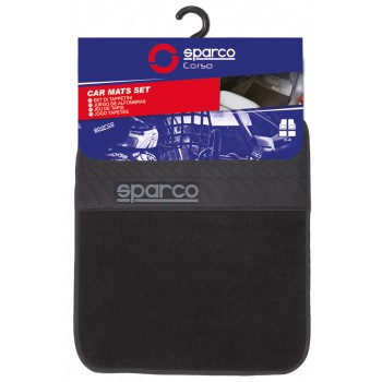 SPARCO SET 4PZ TAPPETI MOQUETTE NERI/PNEUMATICO