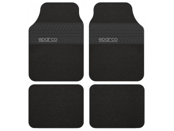 SPARCO SET 4PZ TAPPETI MOQUETTE NERI/PNEUMATICO