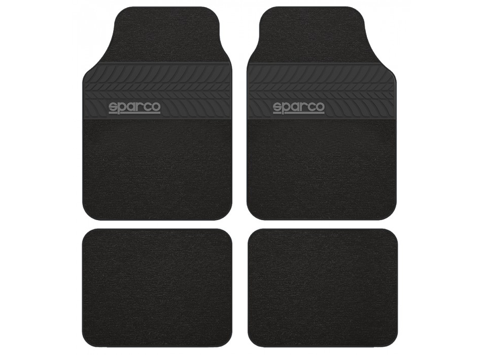 SPARCO SET 4PZ TAPPETI MOQUETTE NERI/PNEUMATICO